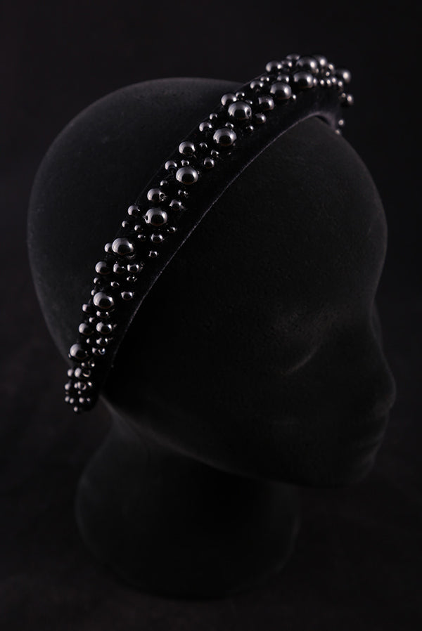 "Black Pearl" Large Velvet Headband