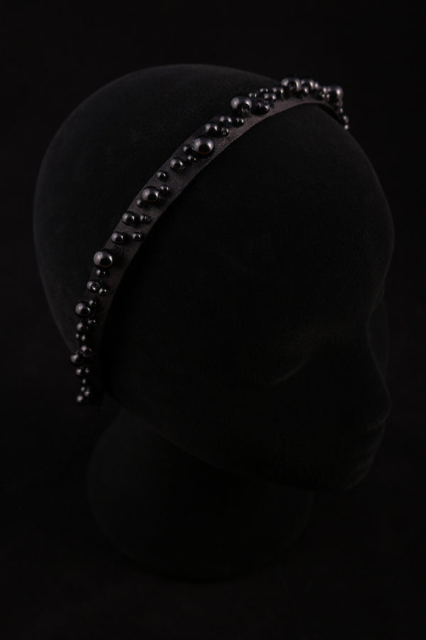 "Black Pearl" Small Satin Headband