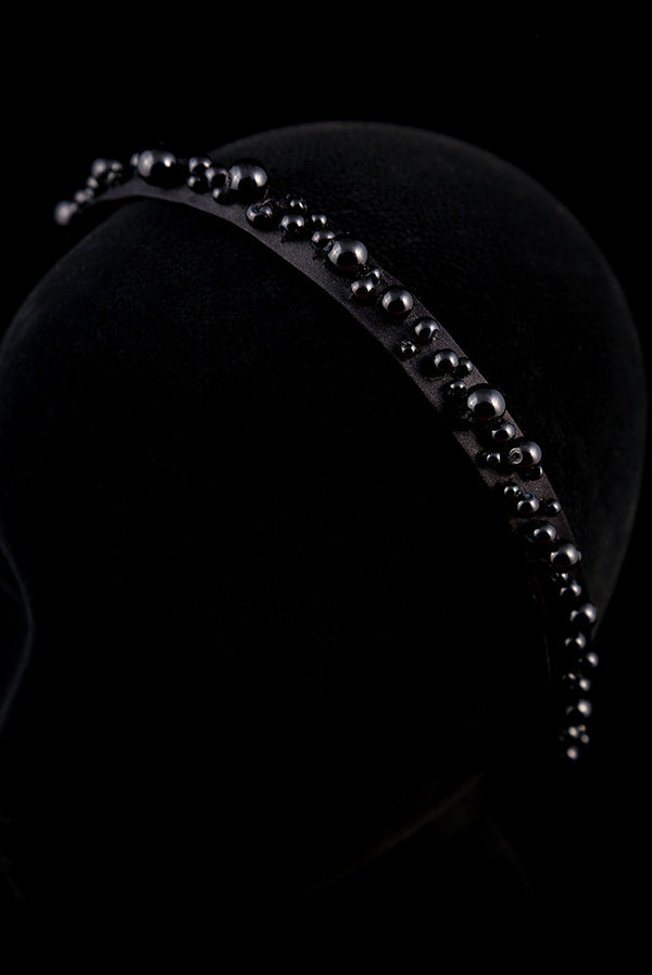 "Black Pearl" Small Satin Headband