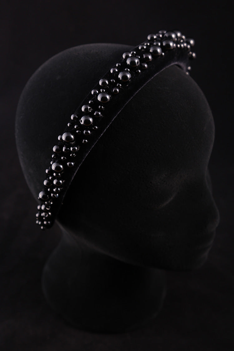 "Black Pearl" Large Velvet Headband