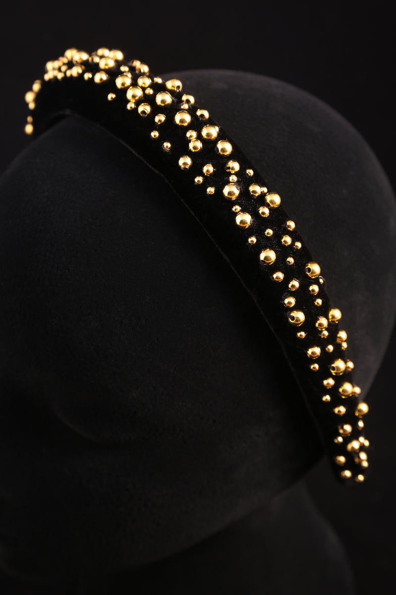 "Gold Pearl" Large Velvet Headband