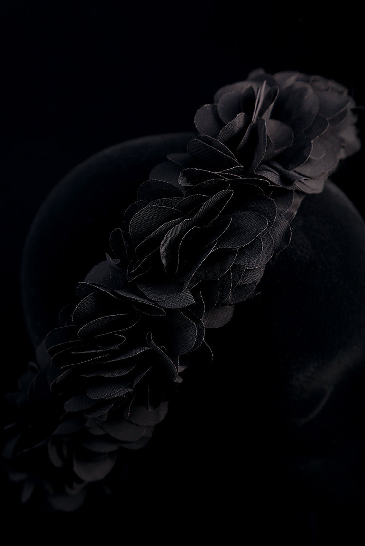 "Black Silk Flower" Velvet Headband