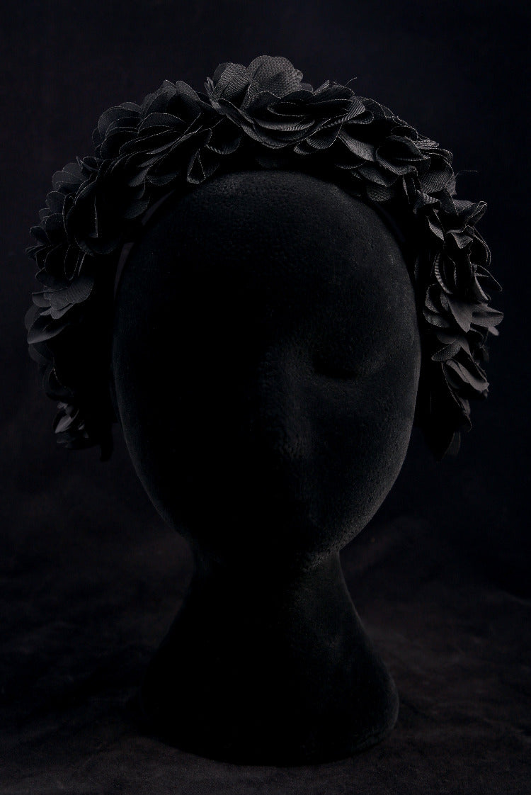 "Black Silk Flower" Velvet Headband
