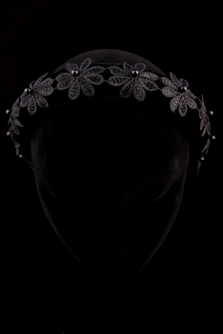 "Flower and Pearl" Large Velvet Headband
